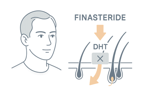 国産フィナステリドがDHTを抑制して抜け毛を防ぐメカニズム図