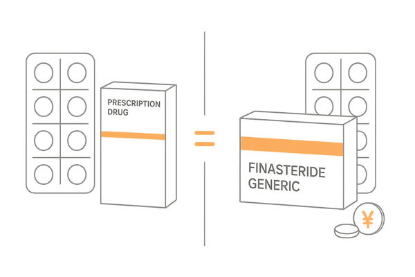 先発品プロペシアと国産フィナステリドジェネリックの違いと共通点イメージ図