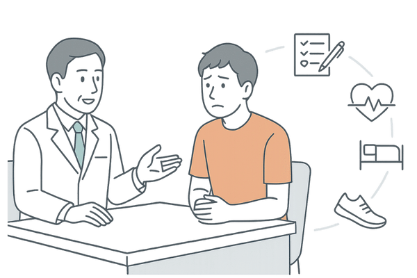 薬の副作用が疑われるときの医師相談と生活習慣見直しイメージ