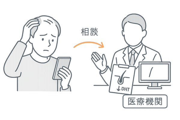 フィナステリド服用前に医師へ相談する男性のイメージ