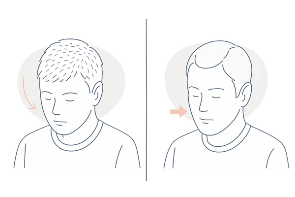 インフルエンザ後の休止期脱毛症とAGAの抜け毛パターン比較図