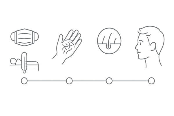 インフルエンザ後の休止期脱毛症とAGAの抜け毛パターン比較図