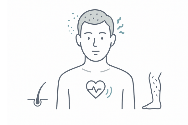 フォリックスFR15の主な副作用部位イメージ（頭皮トラブルと循環器症状）
