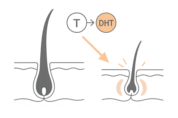 DHTとヘアサイクルの乱れで髪が細くなる仕組み図解イラスト