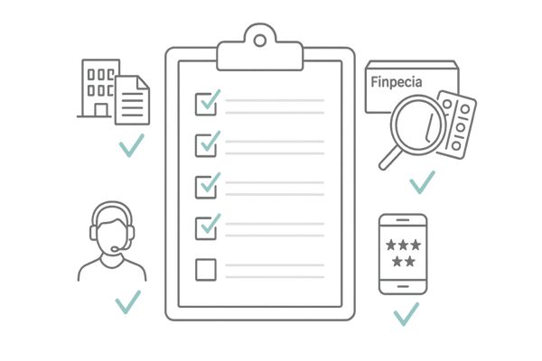 信頼できるフィンペシア個人輸入代行業者と本物パッケージを見極めるチェックポイント図