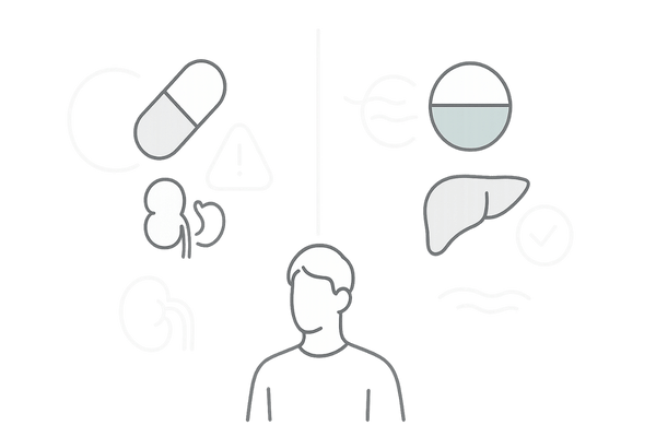 ミノキシジル服用中の鎮痛剤の選び方イメージ（イブプロフェンとアセトアミノフェンの比較）