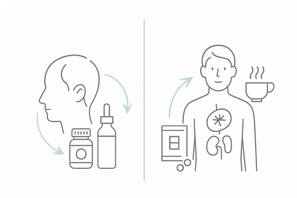 AGA治療における西洋医学と漢方薬の役割比較イメージ