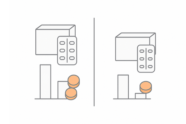 先発ロニテンとジェネリック医薬品の価格と特徴の比較イメージ