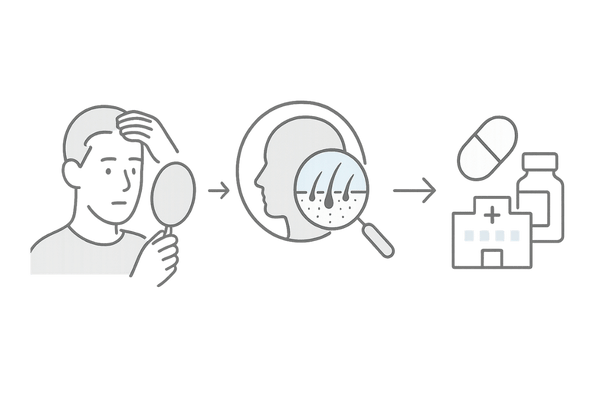 生え際後退が気になったときのAGAクリニック相談の流れイラスト