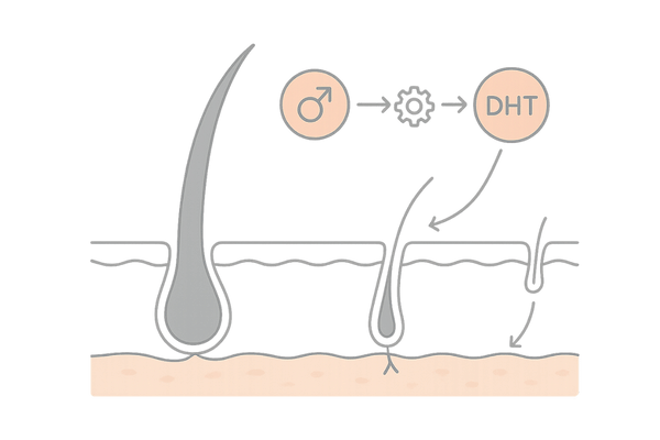テストステロンがDHTに変わりヘアサイクルを乱すメカニズム図解