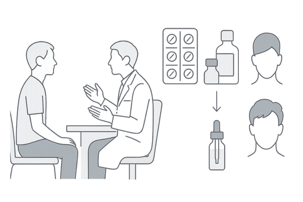 内服薬と外用薬によるAGA治療でDHTを抑えるイメージ図