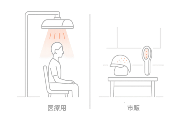 医療用LEDと市販LED機器の違いを分かりやすく比較するイメージ