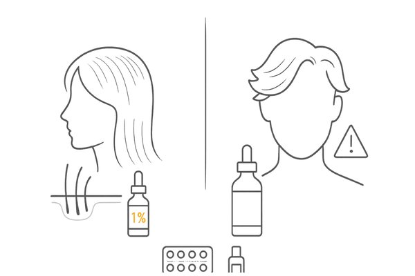 ミノキシジル1%と5%・内服薬・育毛剤の位置づけ比較イメージ図