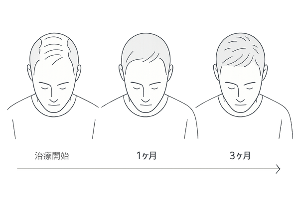 ミノキシジル3ヶ月で現れる産毛と毛量変化のイメージ図