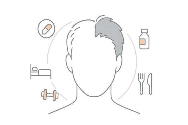 ミノキシジル以外のAGA治療選択肢と生活習慣改善を示す説明イメージ図