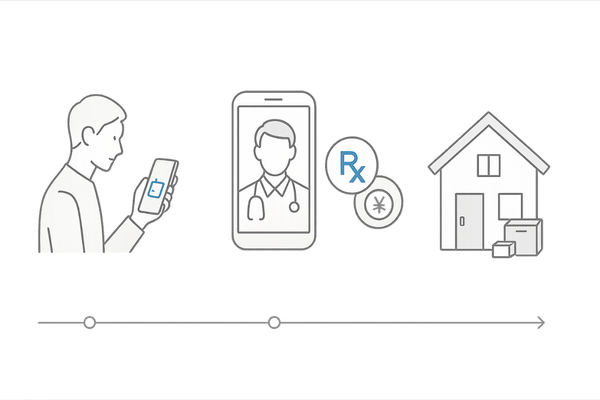 ミノキシジルをオンライン診療で処方してもらう全体の流れイメージ