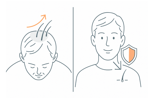 ミノクソールと他のAGA治療薬の役割の違いを示す比較イラスト