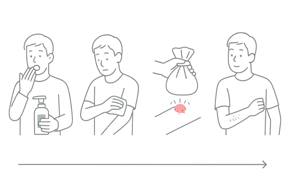 ミノキシジルで肌荒れが起きた際の応急処置フロー図