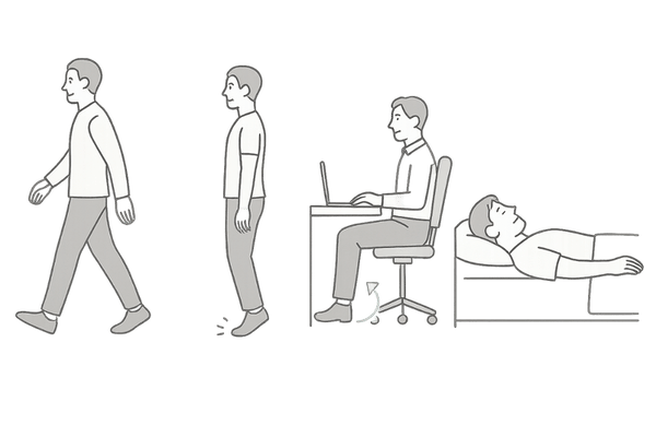 ミノタブのむくみを和らげる行動・運動習慣のイメージ図