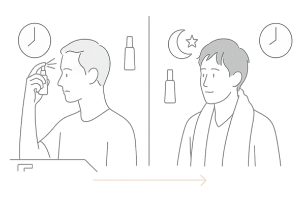 リアップを朝晩1日2回使用する正しいAGA治療ルーティンのイメージ