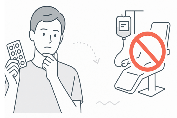 プロペシア服用中は献血できないことをイメージで示した図