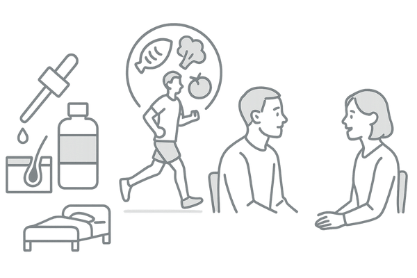 妊活とAGA治療を両立する外用薬と生活習慣改善・夫婦の対話イメージ