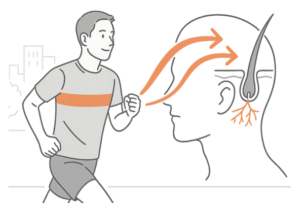 ランニングによる血行促進と頭皮への酸素・栄養供給イメージ
