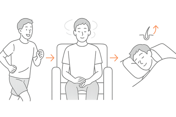 ランニングがストレス軽減と睡眠改善を通じて発毛を助ける流れ