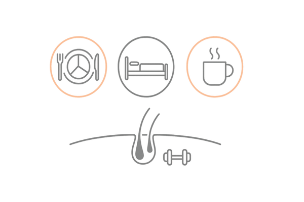 ミノキシジル治療と筋トレ効果を高める食事・睡眠・ストレス管理の生活習慣イメージ