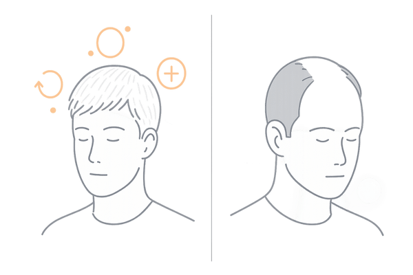 タモキシフェン関連の薄毛とAGAの違いをイメージで比較した図