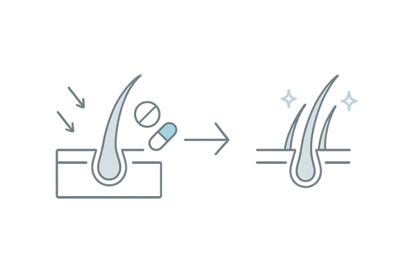 AGA治療における「守り」と「攻め」のアプローチを示す図解