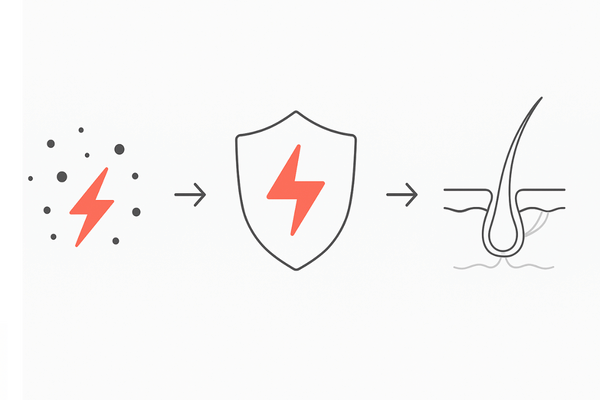 トマトジュースのリコピンが活性酸素から頭皮と毛根を守る仕組み（育毛・白髪予防の抗酸化イメージ）