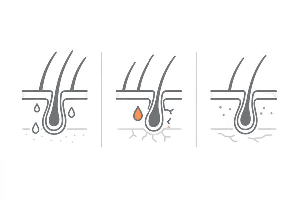 年代別で変わる男性の頭皮環境（10代後半～50代以降の比較アイコン図）