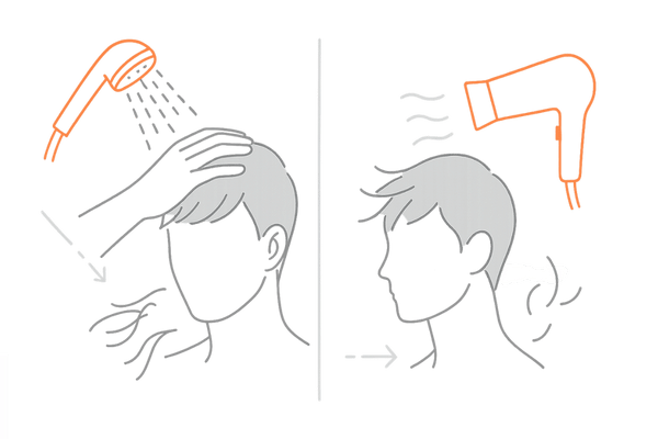 シャンプー時とドライヤー時の抜け毛の違い（視覚比較）