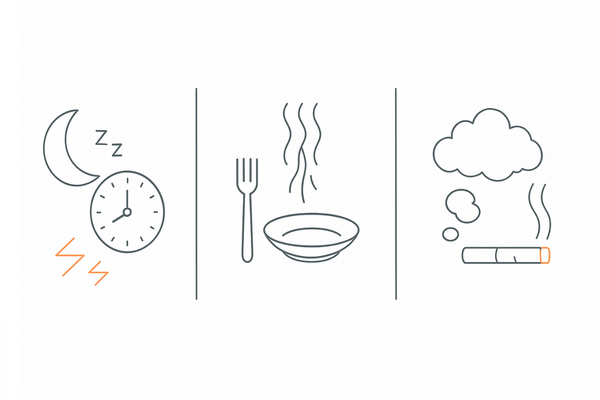 抜け毛を悪化させる生活習慣（睡眠・栄養・ストレス／喫煙）