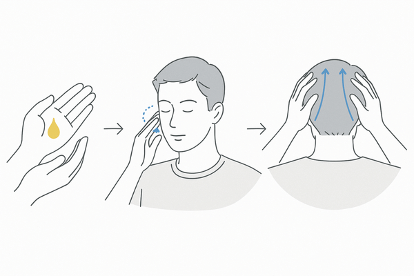 育毛オイルを使った頭皮マッサージの正しい手順と指の動かし方イメージ図