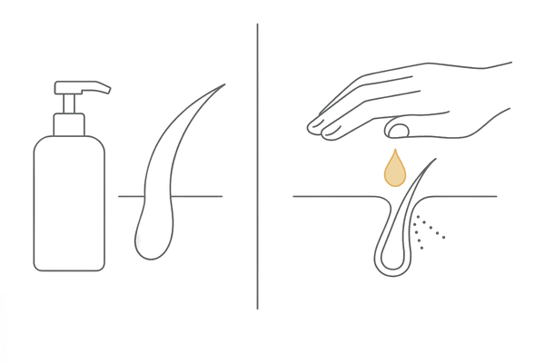 育毛コンディショナーと一般的なコンディショナーの違い（頭皮アプローチ比較・2カラム）