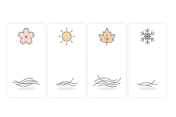 季節と抜け毛の関係｜春夏秋冬で変動する抜け毛本数のイメージ（女性の抜け毛）