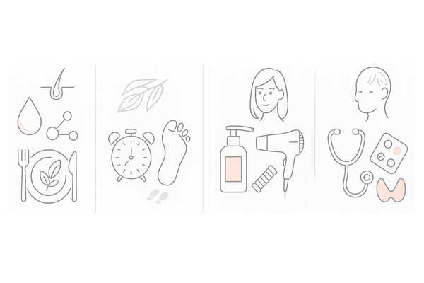 女性の抜け毛が増える主な原因4分類｜ホルモン・生活習慣・ヘアケア・病気/薬