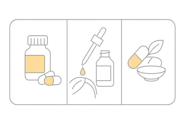 毛生え薬の種類|内服薬・外用薬・サプリメントの役割を示す図
