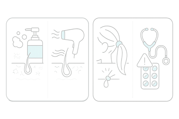 見落としがちな女性の薄毛要因|誤ったヘアケア・頭皮環境・薬や疾患・牽引の影響を4分割で可視化