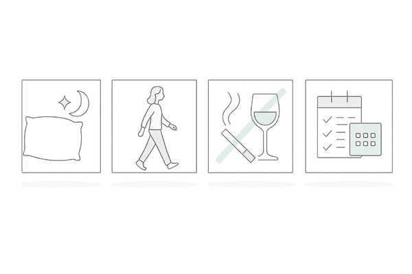女性の薄毛改善に効く生活習慣|睡眠・運動・嗜好の見直し・記録の継続(図解)