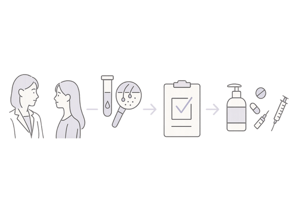 女性の薄毛治療フロー｜問診・検査・診断・治療の流れを一目で理解