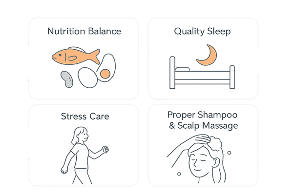 薄毛回復に役立つ生活習慣｜食事・睡眠・ストレス対策・正しいシャンプー