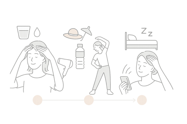 若年層から始める毎日のケア・タイムライン(朝/日中/夜)