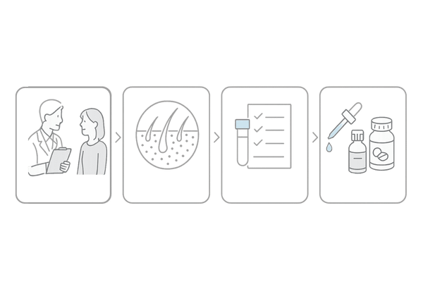 クリニックでの治療の流れ(問診→スコープ→検査→治療開始)