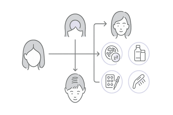 発毛と育毛の選び方|進行度に応じた判断フロー(女性の薄毛)