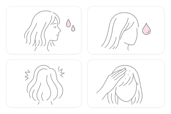女性の髪質セルフチェック図|乾燥毛・脂性毛の見分け方と頭皮状態の診断