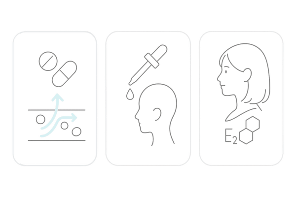 内服ミノキシジル(ノキシジル)と他治療の違い|女性の薄毛治療の比較イメージ