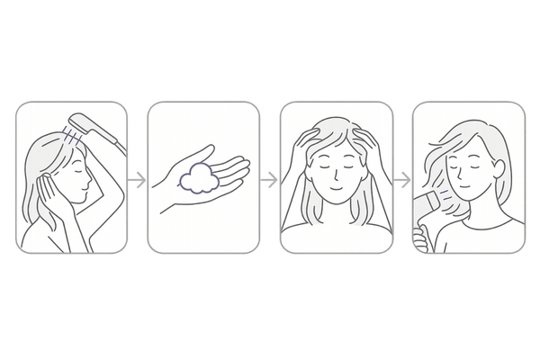 産後の正しいシャンプー手順4ステップ(予洗い・泡立て・指の腹で洗う・すすぎ&ドライ)